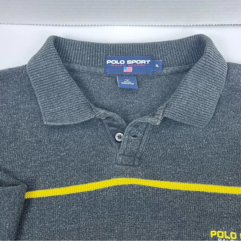 Polo Sport Ralph Lauren Men's Cotton Long Sleeve Striped Rugby Shirt Size XL
